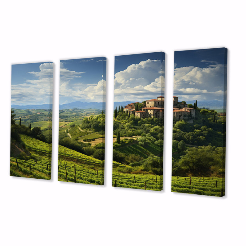  Italie, tranquillité toscane sur toile, ensemble de 4 pièces