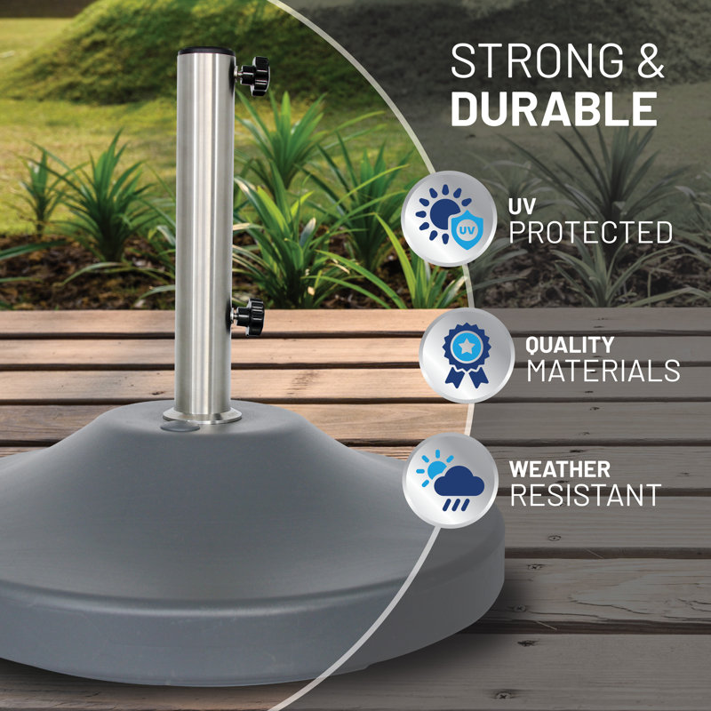 Heavy Duty Gray Stainless Steel Fillable Umbrella Base with Wheels