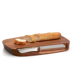 Vagabond House Harvest Round Bread Board with Pewter Wheat Knife