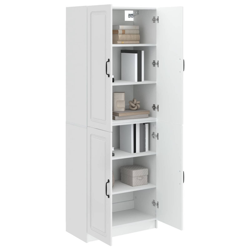 4 -Door 2 -Shelf Storage Cabinet, High Gloss White