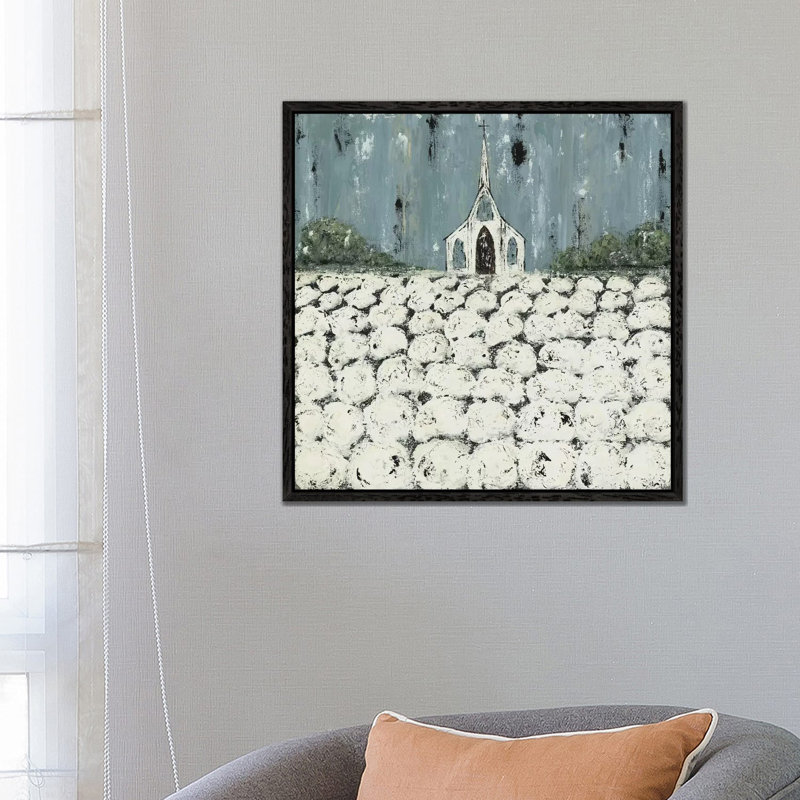 Church Cotton Fields by Ashley Bradley - Gallery-Wrapped Canvas Giclée on Canvas, 66.04 cm H x 66.04 cm W, Black Framed