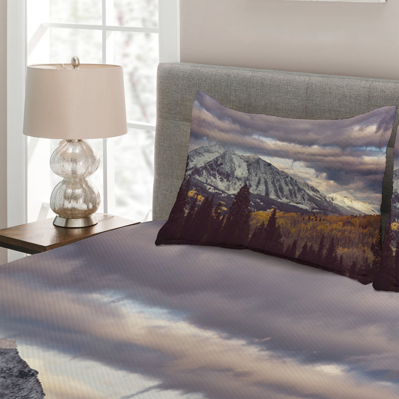 Landscape Polyester Coverlet, King Bedspread + 2 Shams