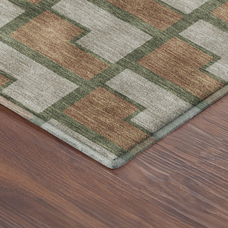 Premium Machine Washable Mayfield AMF2416 Geometric Rug, 9' x 12', Copper