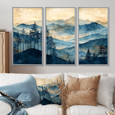 Majestic Natures Layers Of Mountains I - Art mural montagnes - 3 panneaux