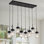 Éclairage d'îlot de cuisine à 8 lumières, luminaires suspendus linéaires noirs avec abat-jour en verre graine, luminaire suspendu de salle à manger de lustre moderne pour la cuisine