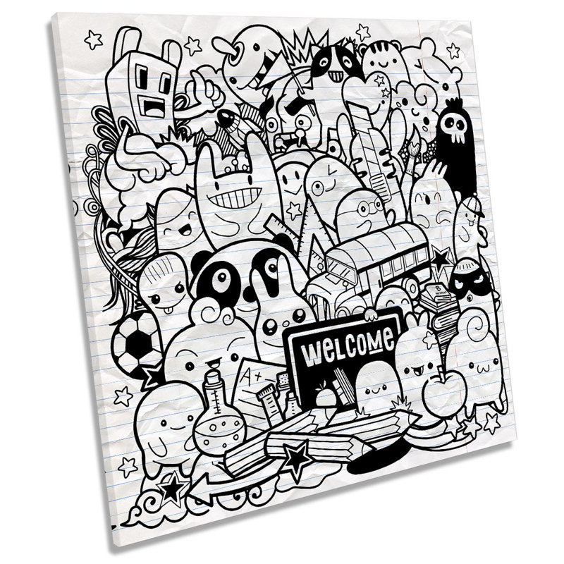 Graffiti Character Sketch Picture - Wrapped Canvas Art Prints, 91.4cm H x 91.4cm W x 4cm D