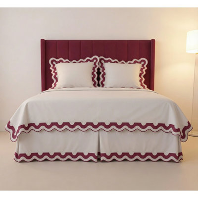 U Shaped Apllique Scalloped Bed Skirt 15" Drop Length