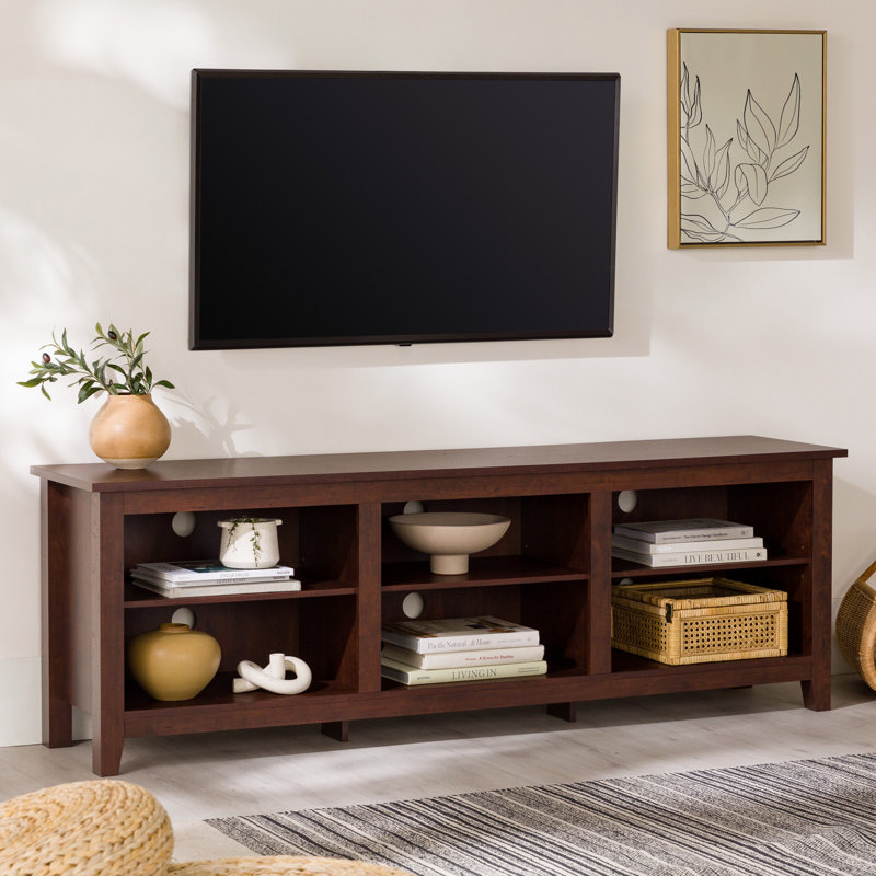 Modern Transitional 3-Shelf Open Storage 70" TV Stand For 80" Tvs, Brown