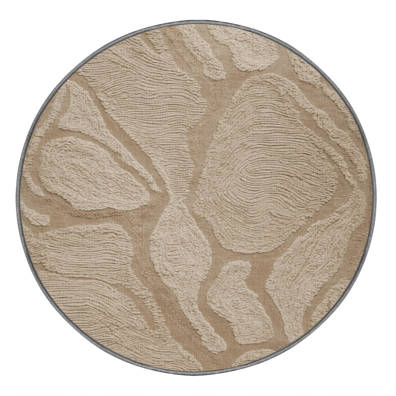 Tapis gris lavable à la machine, Rond 7 pi