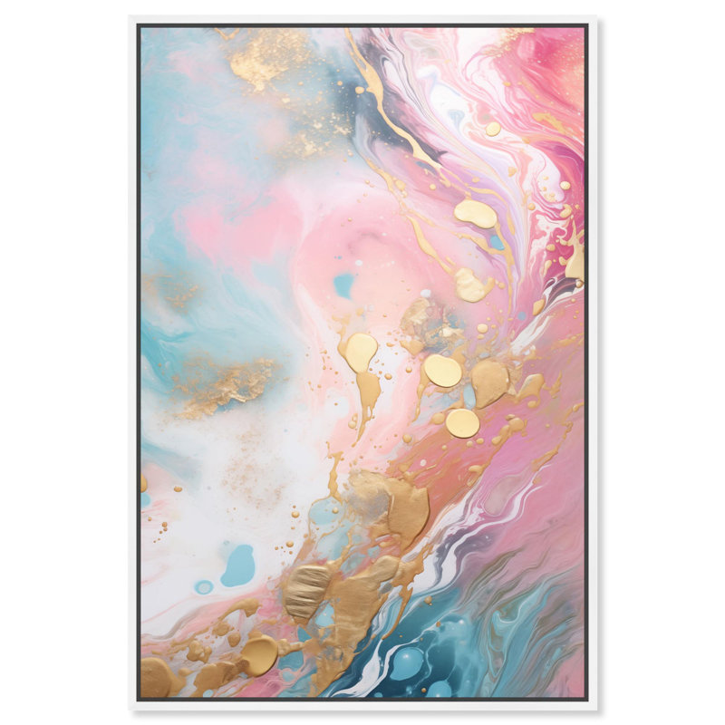 Art mural sur toile Cosmic Streams Geode par Art Remedy, H 31 po x l 21 po, Cadre blanc