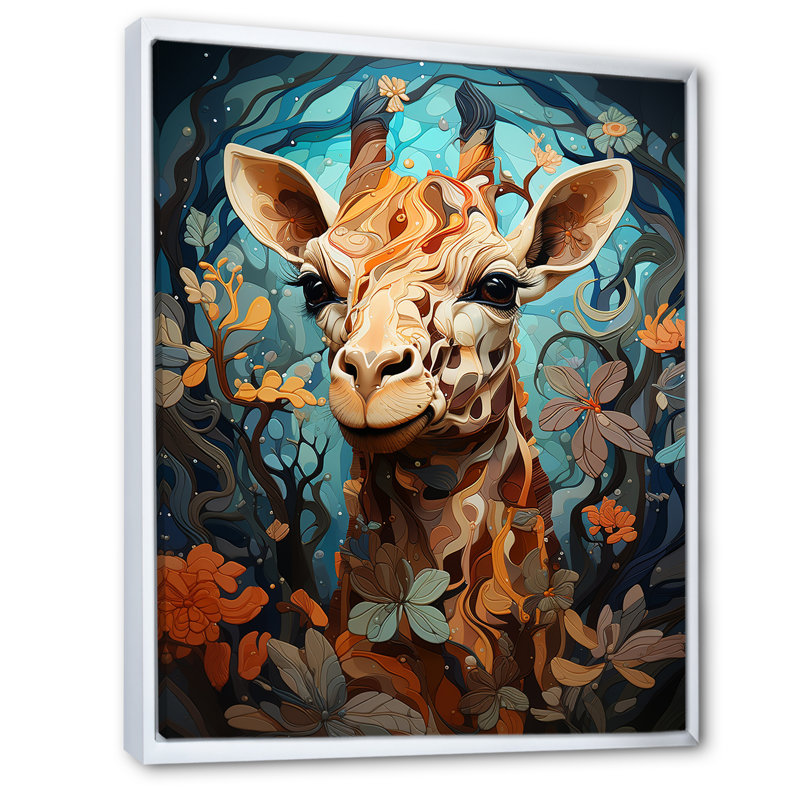 «Teal Fantasy Tall Tale» sur toile, Cadre flottant blanc, H 40 po x l 30 po x P 1,5 po