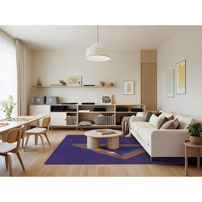 Tapis décoratif bleu, Rectangle 7 pi x 9 pi