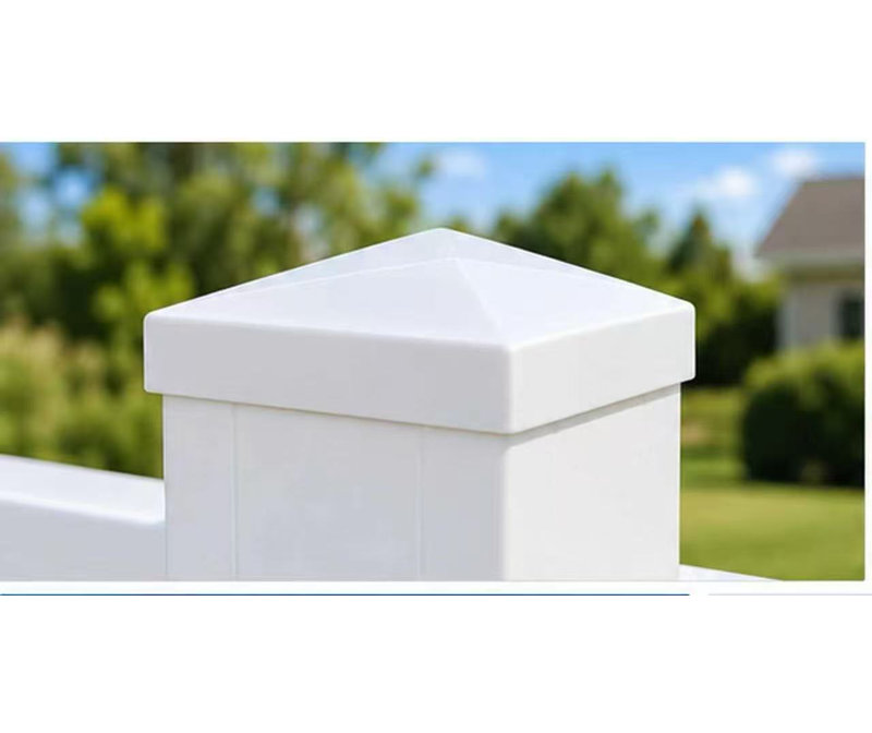 FCD 5 x 5 Inch White Vinyl Fence Post Caps, Pyramid Style, 12 Pack