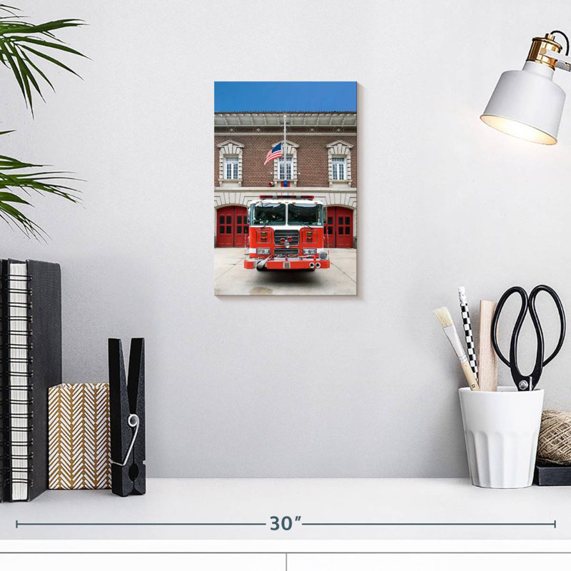 Mehar Parked Fire Truck, 12" H x 8" W