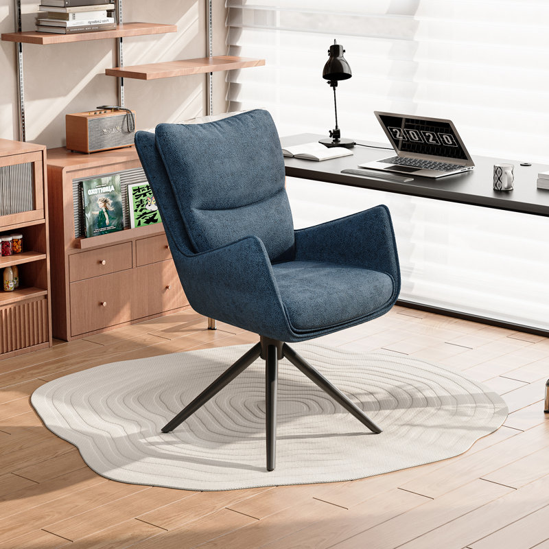 Chaise de bureau ergonomique pivotante à 360 ° avec dossier haut, Bleu