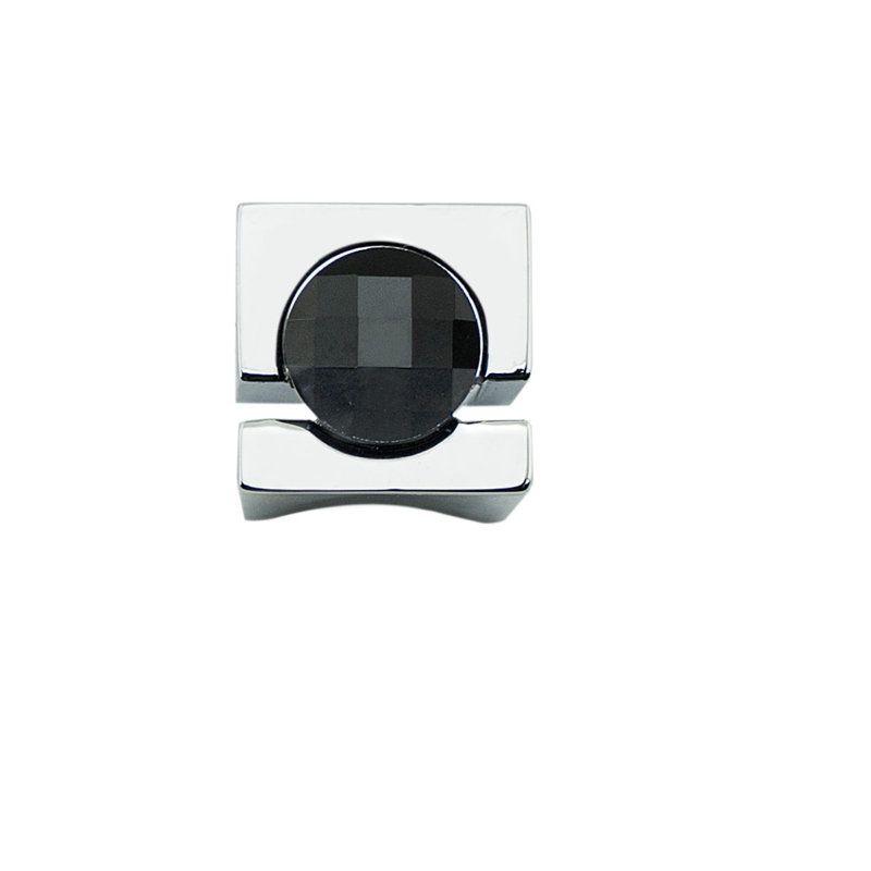 Square Knob, Black Crystal, Chrome