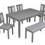 Ensemble de salle à manger de cuisine 6 pièces, table de salle à manger rectangulaire en bois avec 4 chaises rembourrées et un banc, ensemble de table de salle à manger pour 6 personnes, salon, bar et cuisine-490817691