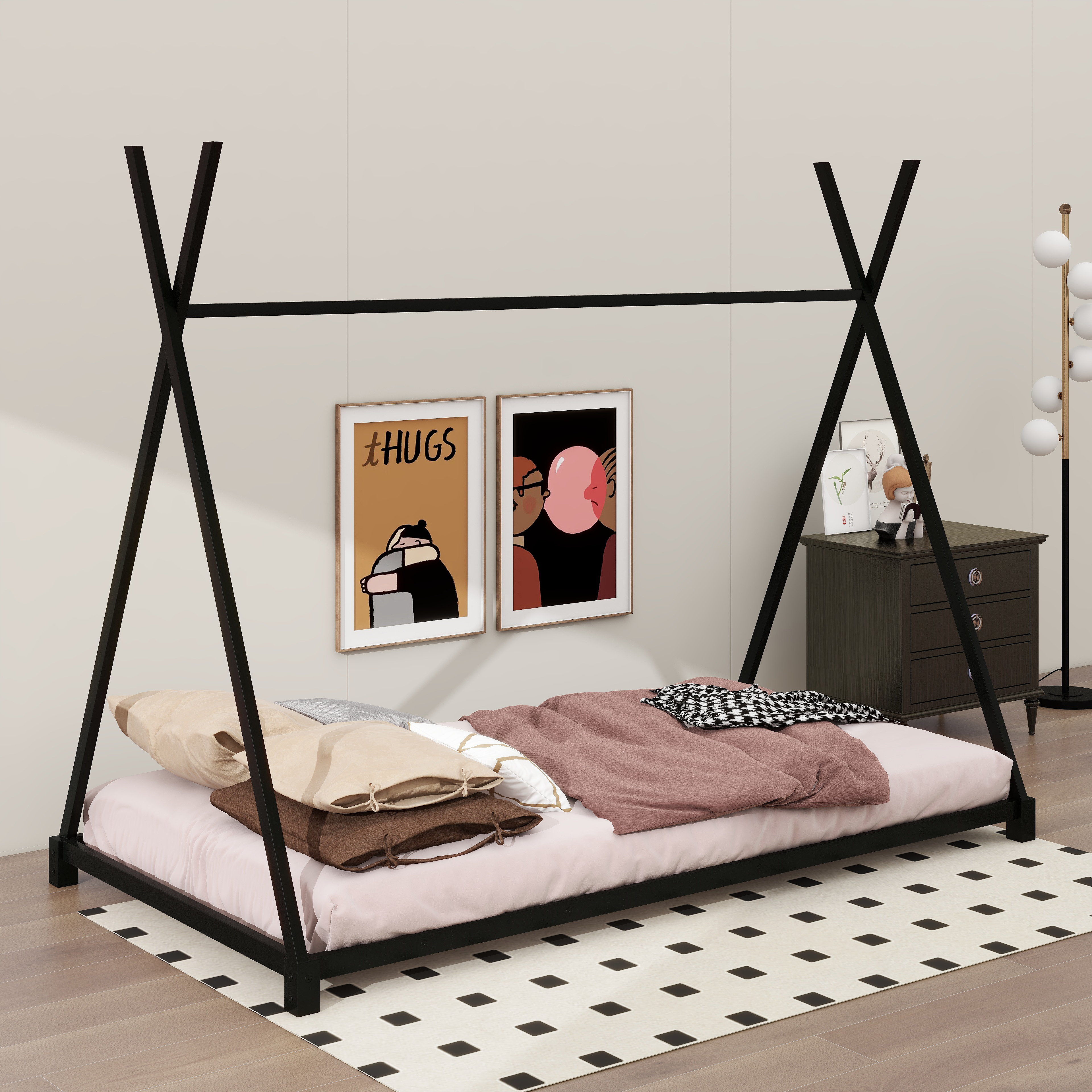 Redwood Rover A Twin-Sized Metal Platform Bed In House Design With A ...