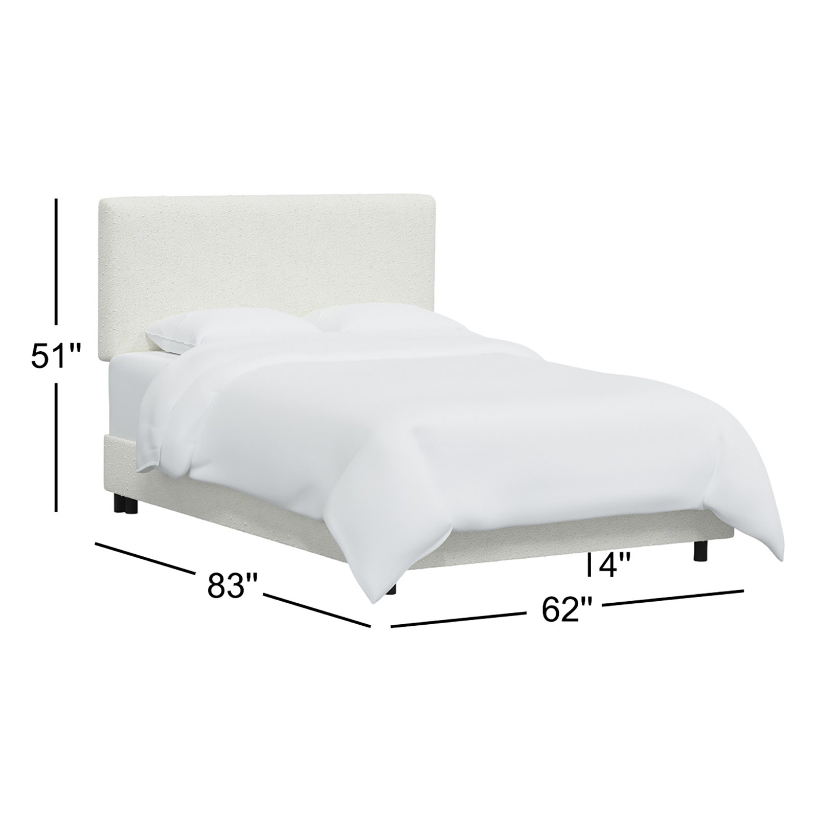 Atoll Upholstered Bed, Classic Snow Boucle, Queen