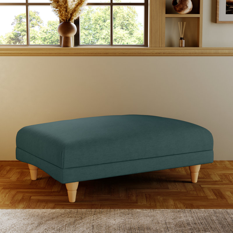 Adaku Banquette Footstool, Country Oak, Teal