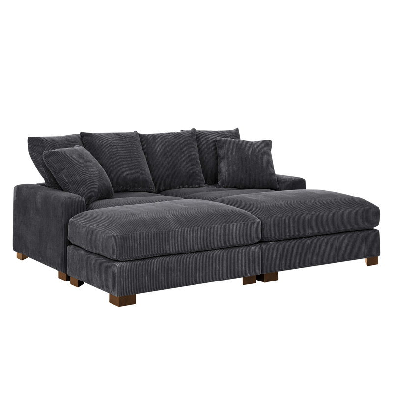 Plather Camel Upholstered Sectional Chaise Sofa