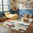 Rug Branch Maverick 7' x 10' (6'7" x 9'6") Cream Airplane Kids Area Rug, Contemporary, Medium Pile, Stain-Resistant Carpet - Playroom, Nursery, Toy Room and Bedroom-934547873
