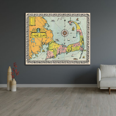  GST Gallery Wrapped Canvas Art Titled: 1932 Walter M. Gaffney Map of Cape Cod