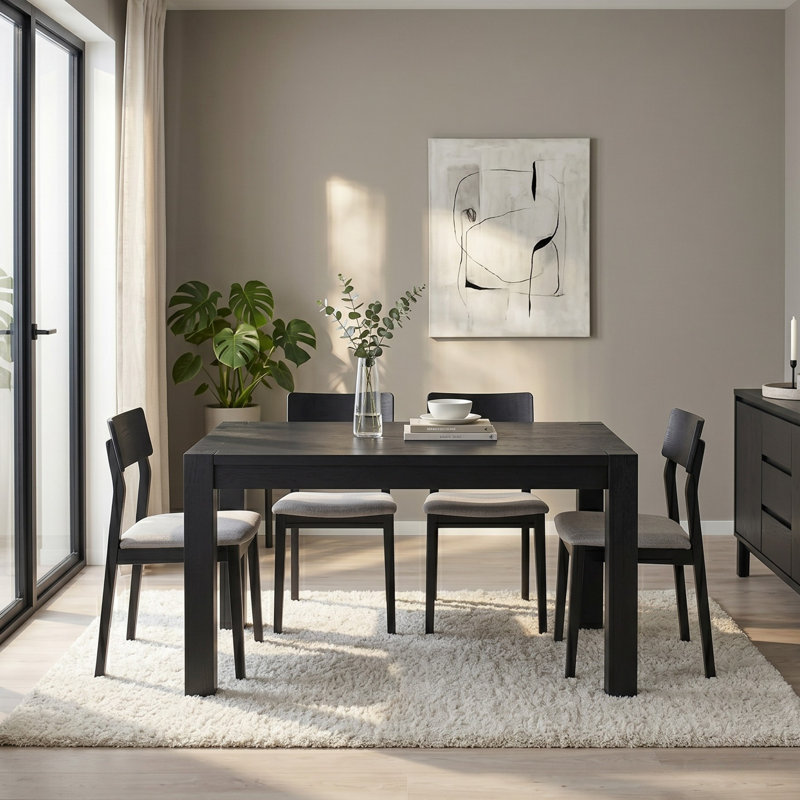 NTC Block 55 Inch Modern Farmhouse Dining Table, Rectangular Dinner Table for Dining Room, Living Room Furniture, Effortless Assembly