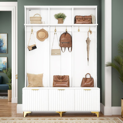 Hall Tree 49.62'' Wide With Bench And Shoe Storage