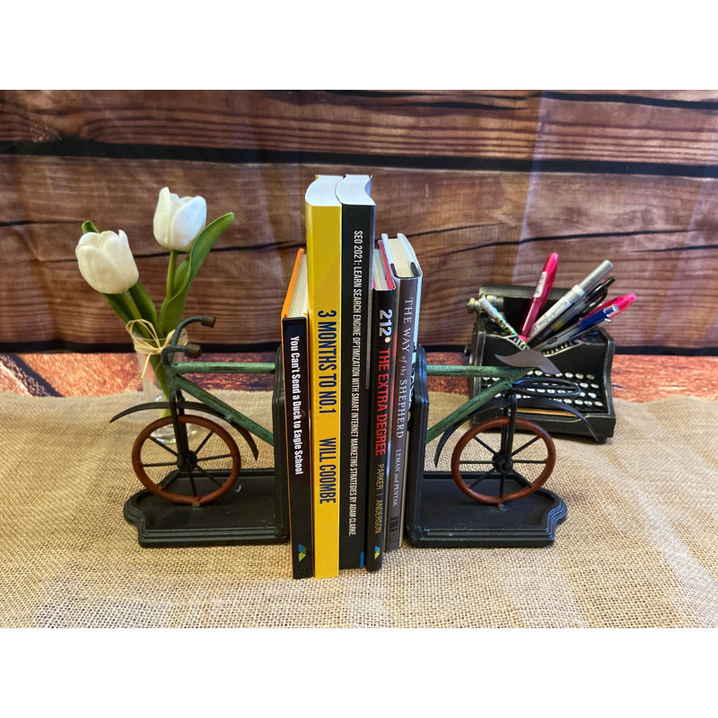Ensemble de 2 serre-livres bicyclette rétro en métal multicolores