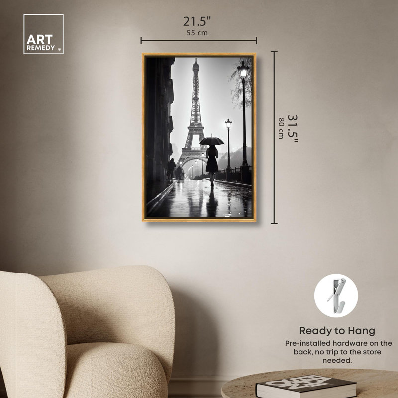 «Stroll In Paris Canvas» par Art Remedy, Cadre doré, H 51 cm x l 76 cm