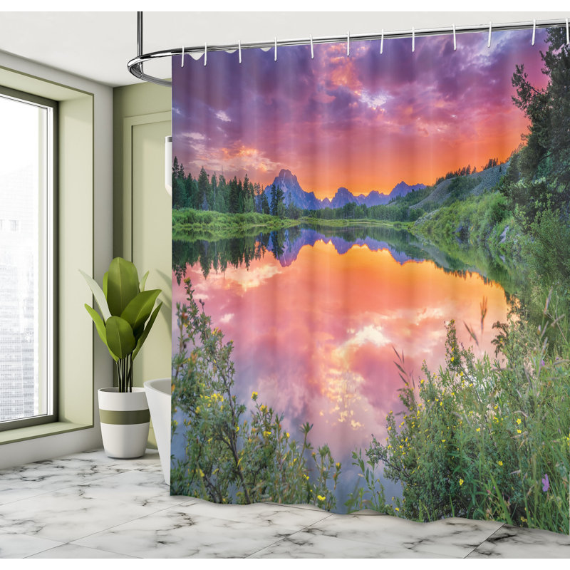 Ensemble de rideau de douche et crochets mountain, H 84 po x l 69 po