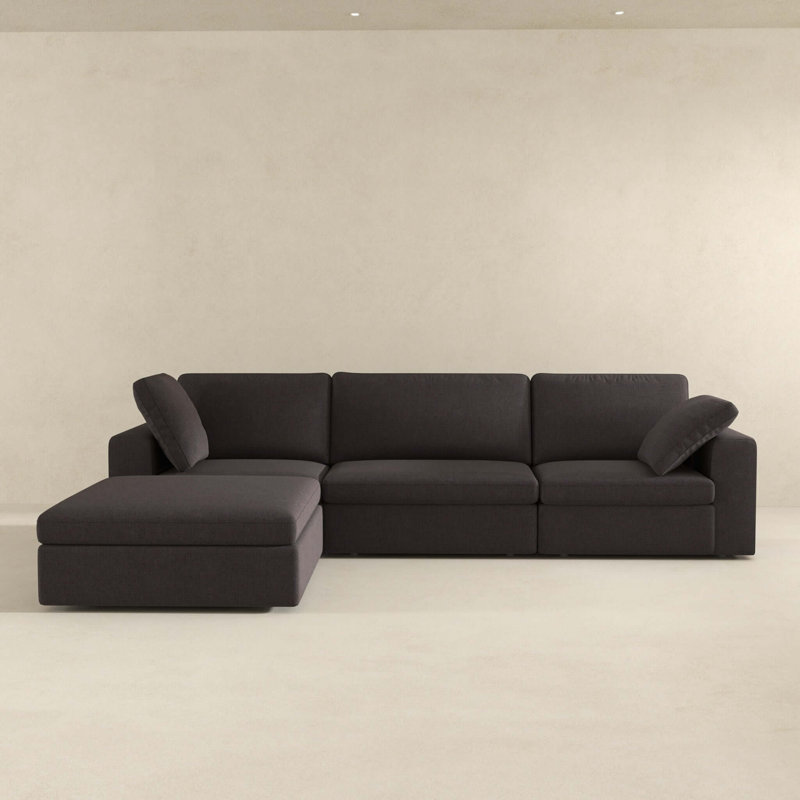 Cecilia Modular Corner Sectional Modern Fabric Sofa Dark Grey