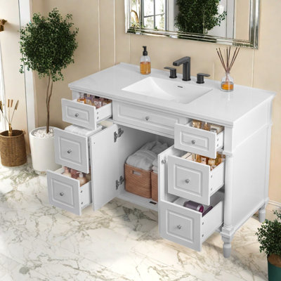 Meuble-lavabo noir rétro, 47,8 po