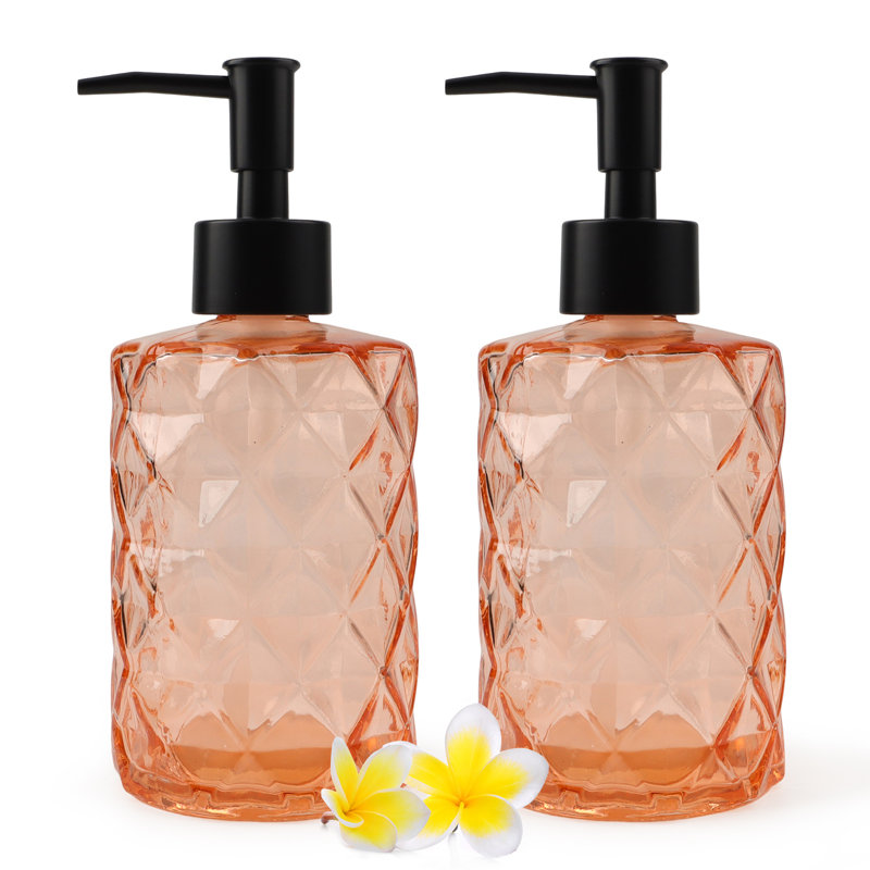 Distributeur de savon en verre texturé 12 oz (orange), Orange