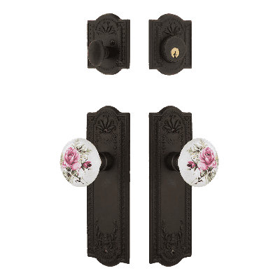Nostalgic Warehouse Meadows Entry Set with White Rose Porcelain Knob