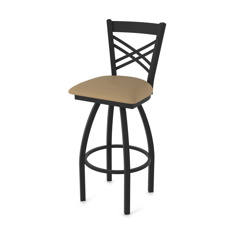 Tabouret pivotant 820 Catalina, Noir froissé, Vinyle - sable Canter, Tabouret de bar (siège d'une hauteur de 30 po)