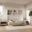 Lit escamotable simple moderne avec rangement et vérins à gaz pour la chambre à coucher ou la chambre d'amis, blanc