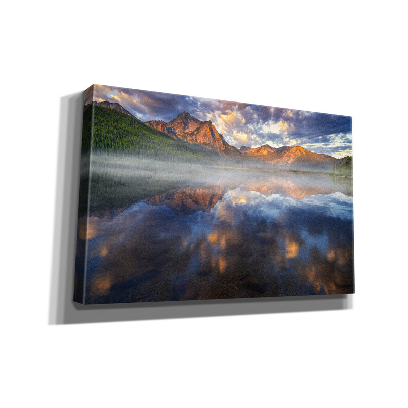 «Sawtooth Reflections» par Rick Berk, art mural sur toile, 40 po x 26 po