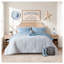 Ensemble de couette 4 pièces pour lit simple/simple XL avec motif western cowgirl et rayures florales réversible en microfibre bleue