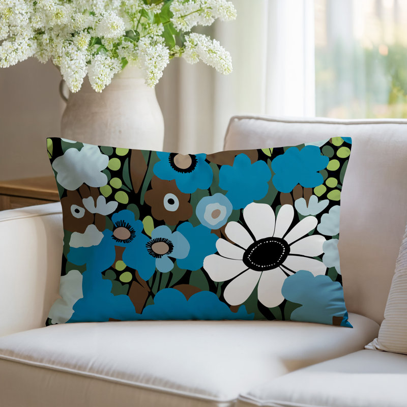 Coussin Maya, Rectangle H 14 po x l 20 po, Turquoise