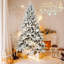 Arbre de Noël enneigé 7 pi avec 1514 pointes, arbre à charnières enneigé réaliste PE + PVC avec support en métal, arbre de Noël artificiel complet pour la décoration des Fêtes-1658401193