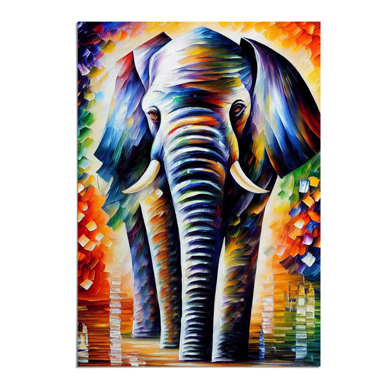 Colourful Elephant No.3 - Wall Art, Paper, 59.4cm H x 42cm W, No Matte