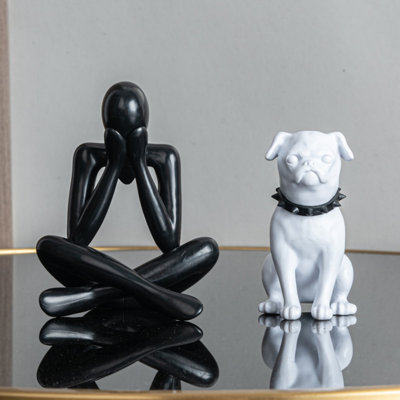 2 pièces / ensemble résine penseur statue ornements de table Art abstrait sculpture Figurines de collection pour la maison salon bureau étagère décoration, d