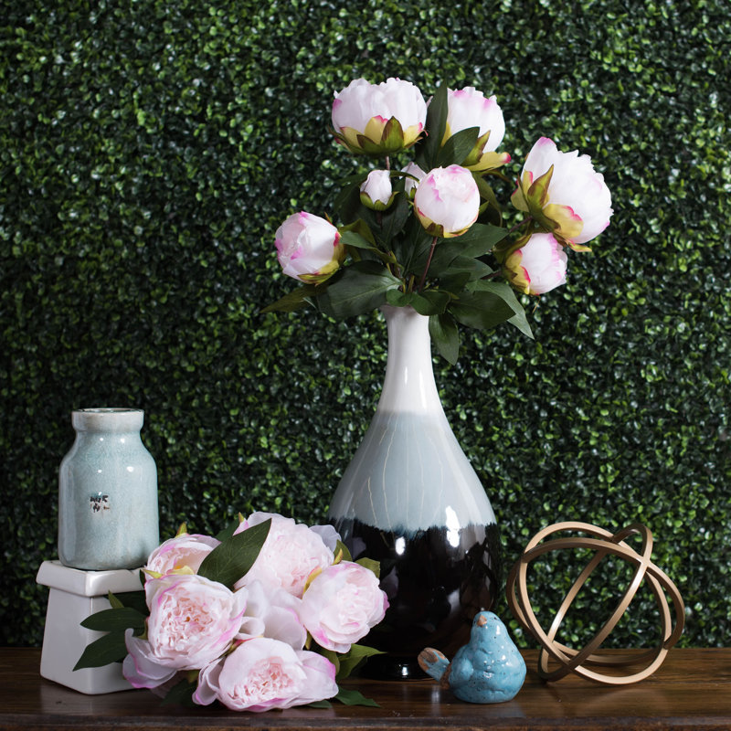 Ramet 23" Artificial Peony Bush, Cream/Pink