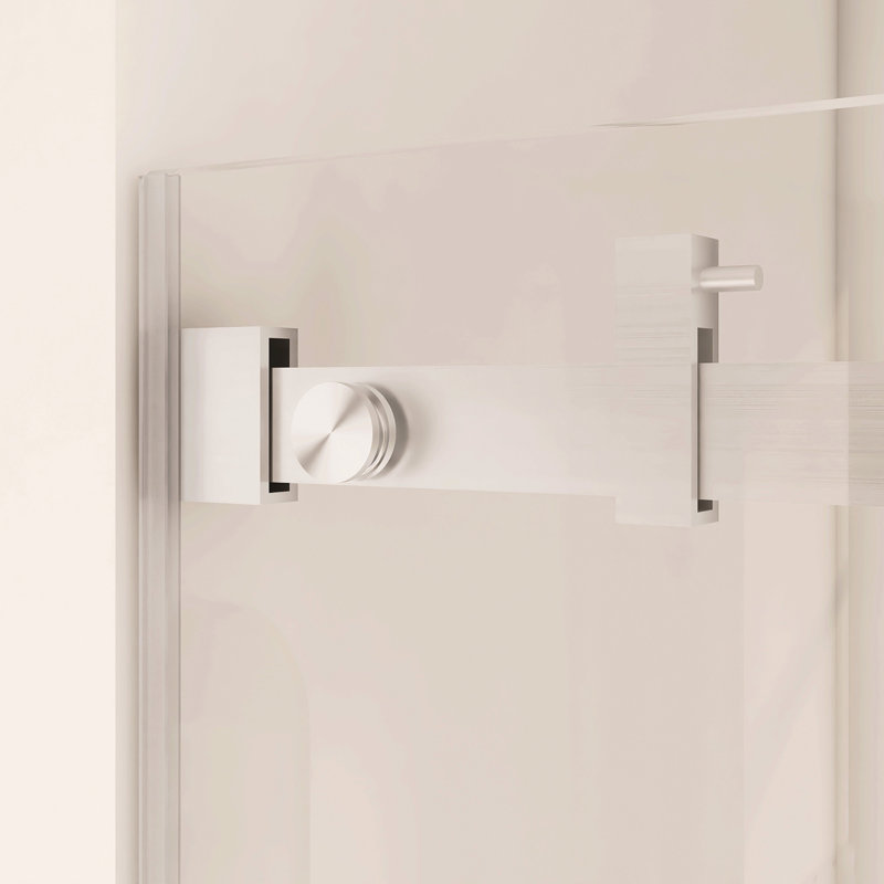 Porte de douche coulissante simple sans cadre avec verre trempé, Nickel brossé