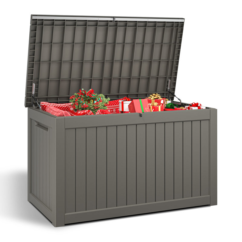 270 Gallon Durable Waterproof Resin Deck Box, Gray, 33.8" H x 67.7" W x 32.2" D