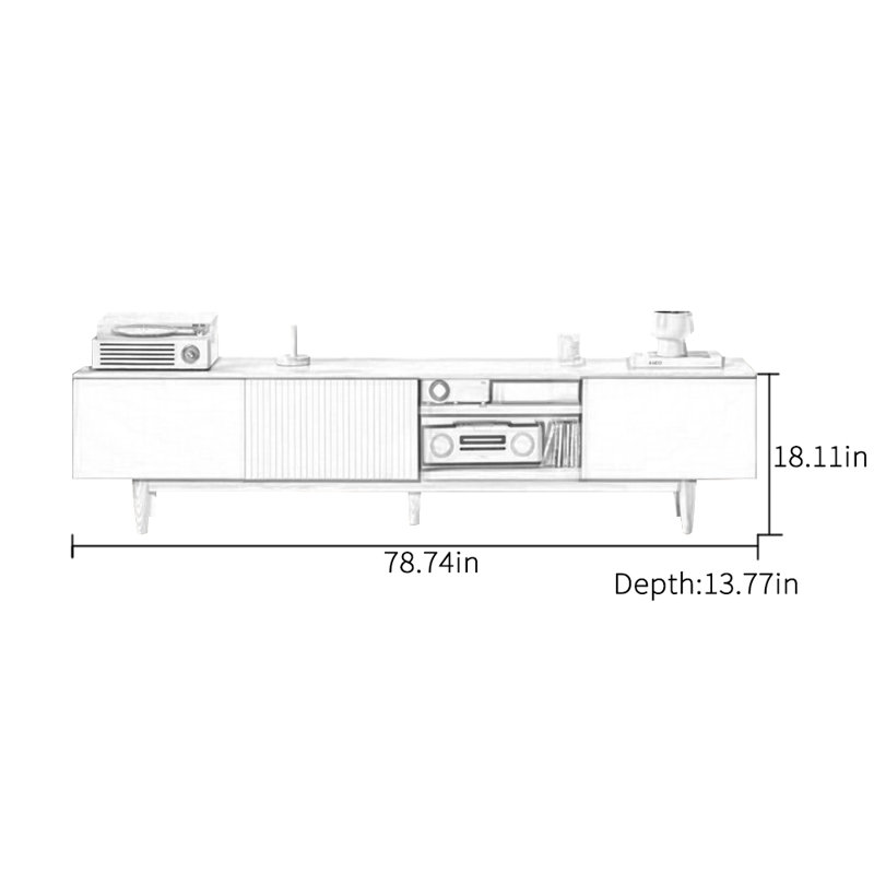 Log style simple solid wood TV cabinet