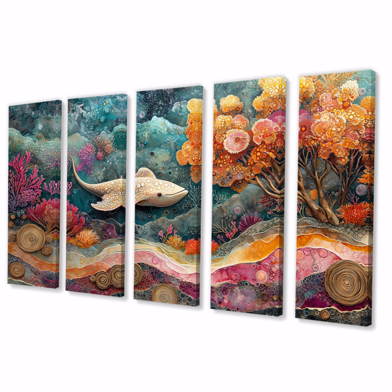 Azeria - - Décoration murale Stingray - Art mural moderne, H 32 po x l 80 po