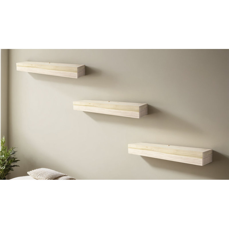 Rayne Poplar Floating Shelves, 4" H x 71" W x 5" D